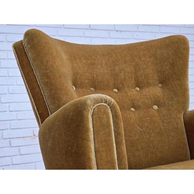 Mid-Century Modern Danish Relax Chair in Honey Yellow Furniture Velour, 1960s For Sale - Image 3 of 18