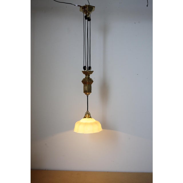 Art Nouveau Pull Down Brass Pendant Light, 1890s For Sale - Image 17 of 18