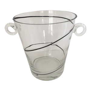 1990s Hand-Blown Art Glass Swirl Ice Bucket