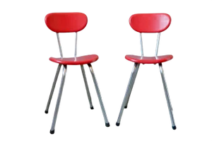 Set of French Red Plastic Chairs, 1950s