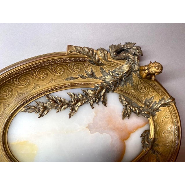 19c French Artisan Classical Bronze Alabaster Server For Sale - Image 13 of 18