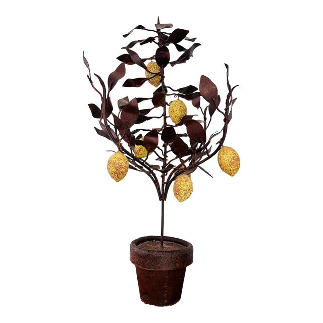 Antique Tole Topiary With Stone Lemons For Sale