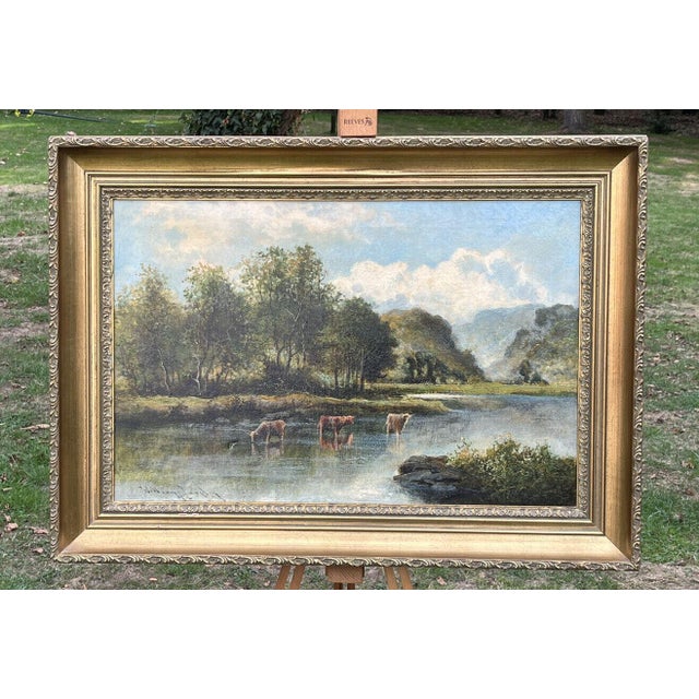 William Langley, Cattle Scene, 19th Century, Oil on Canvas, Framed For Sale - Image 12 of 12