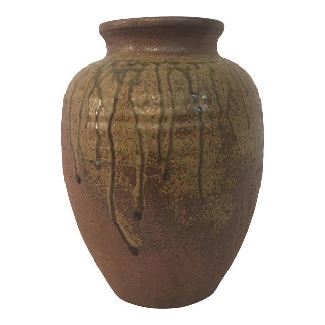 1970s Japanese Earthenware Drip Glaze Vase Chairish