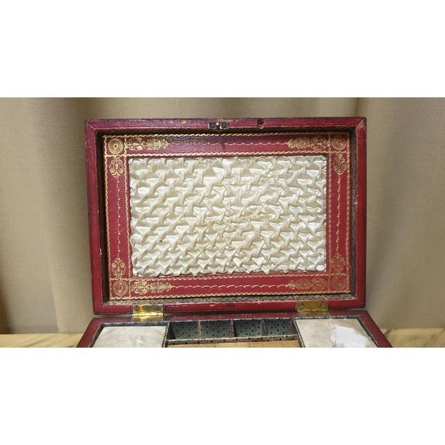 Regency Leather Sewing Box For Sale - Image 13 of 14