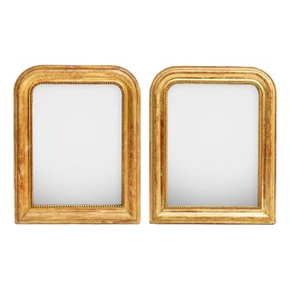 Small 19th Century French Gilt Rouge Louis Philippe Mirrors, Set of 2 For Sale