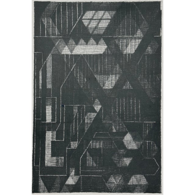 Postmodern Postmodern Abstract Geometric Charcoal Sketch by Ken Warwick, Framed For Sale - Image 3 of 8