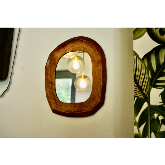 Fruitwood frame converted into a mirror from the 1920s, attributed to Rudolf Steiner, Dornach, Switzerland. In good...