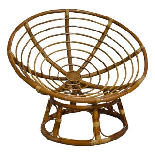 Vintage Rattan Bamboo Papasan Chair For Sale