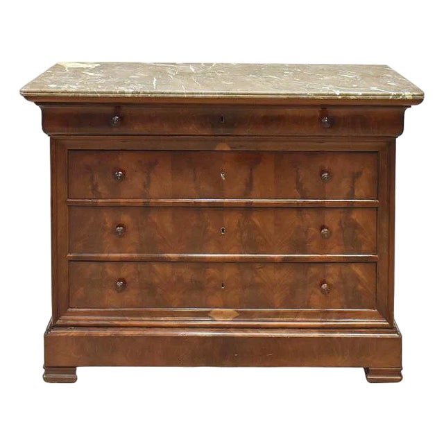 Mid 19th Century French Louis Philippe Marble Top Commode For Sale