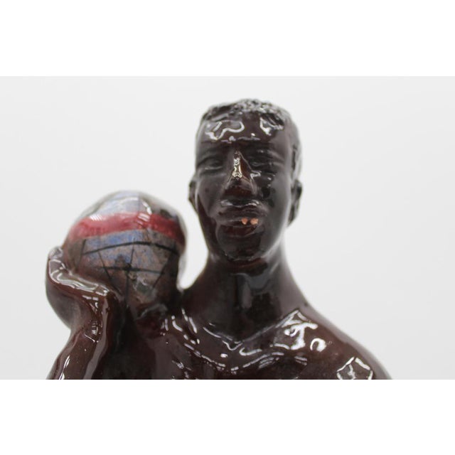 Mid-Century Atlas Glossy Glazed Ceramic Sculpture, Italy, 1950s For Sale - Image 16 of 18