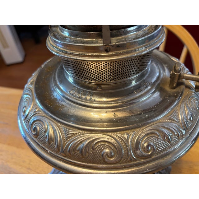 Rare Bradley & Hubbard (B&H) No.95 kerosene lamp (now electrified) with heavy cast metal 8994 lamp base. Ornate neoclassic...