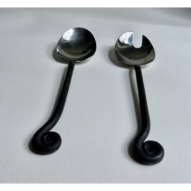 Modern 1990s Gourmet Settings Treble Clef Stainless Serving Set- a Pair For Sale - Image 3 of 17