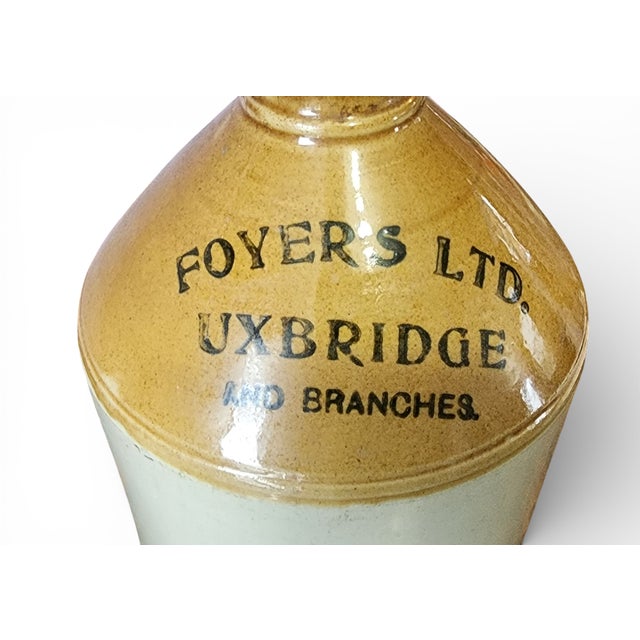 Foyer's Ltd. Uxbridge Antique English Salt-Glazed Stoneware Flagon Jug 11", 1920s For Sale In New York - Image 6 of 7