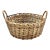 Vintage Handwoven Wicker Bread Basket – Round Farmhouse Storage Basket With Wrapped Handles For Sale