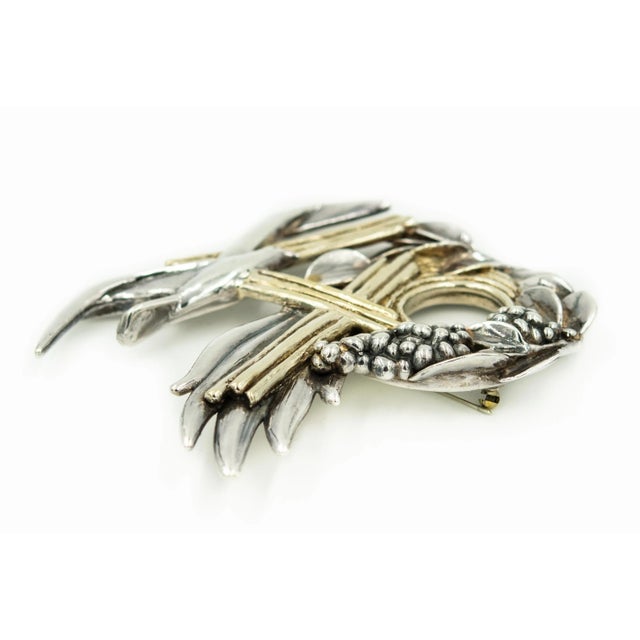 Large Judaica Israel 40th Anniversary Gilt Sterling Silver Dove Brooch 1988 For Sale - Image 4 of 4