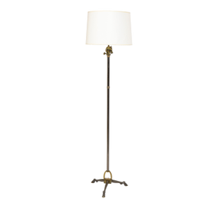 Gunmetal Finish and Bronze Horsehead and Feet Tripod Floor Lamp by Maison Jansen