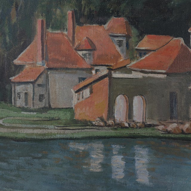 Traditional Vintage European Village Oil Painting – Hand-Painted Scenic Landscape Art For Sale - Image 3 of 12