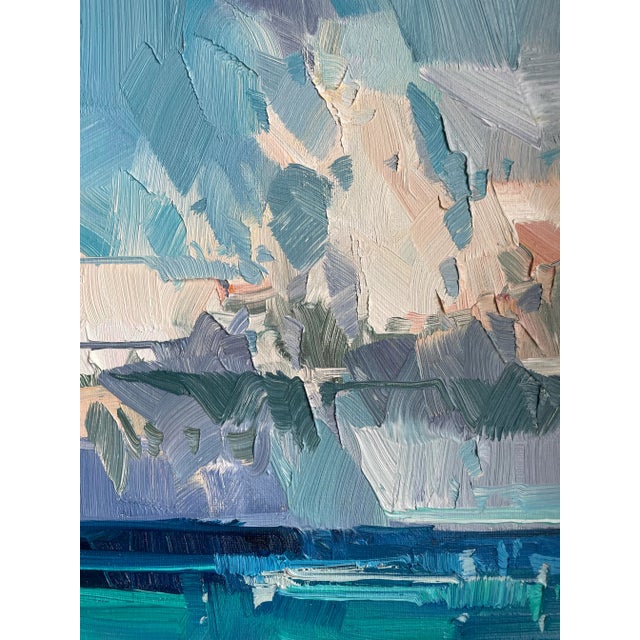 Joyous seascape, “The Endless Horizon” by Jose Trujillo. Custom-framed in solid wood with hammered silver finish. The...