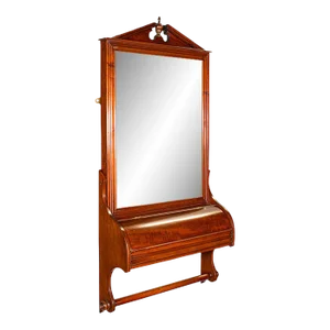1880's Antique Valet Mirror With Glove Box