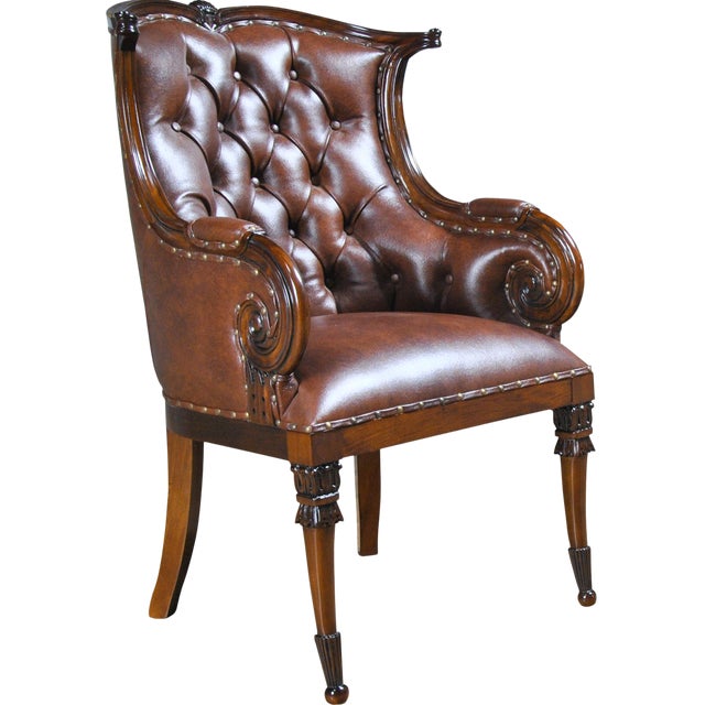 Traditional Style Leather Arm Chair For Sale