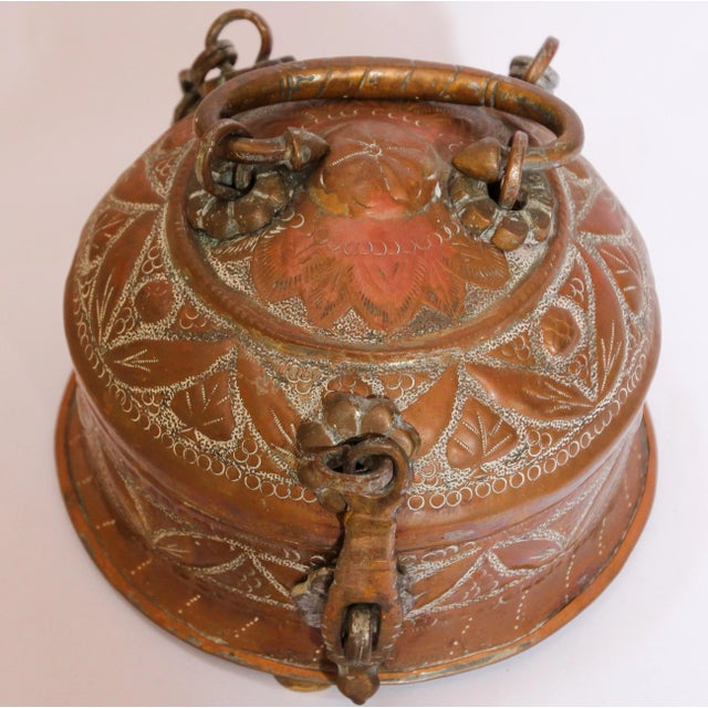 Rajasthani Decorative Brass Lidded Tea Caddy Box For Sale - Image 12 of 13