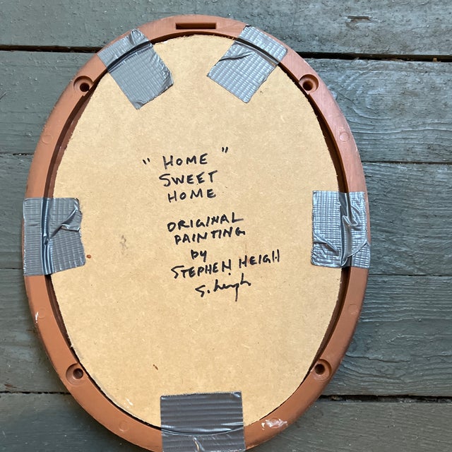 Contemporary Original Stephen Heigh Racoon Painting “Home Sweet Home” Oval Frame For Sale - Image 4 of 4