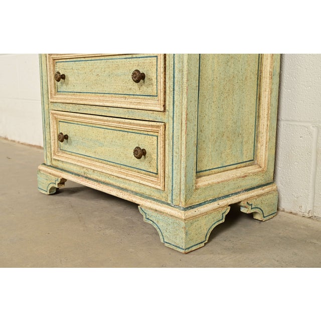 Italian Neoclassical Green and Cream Painted Lingerie Chest or Semainier For Sale - Image 11 of 16