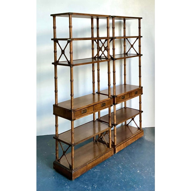 Wood Vintage Boho Brandt Campaign Etagere - A Pair For Sale - Image 7 of 9