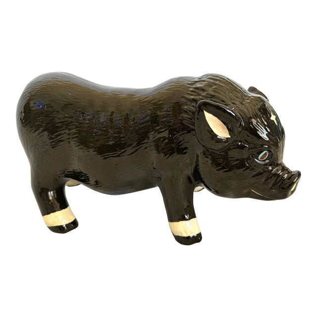 Vintage Sittre Prod. Inc Black Ceramic Pig Figure For Sale