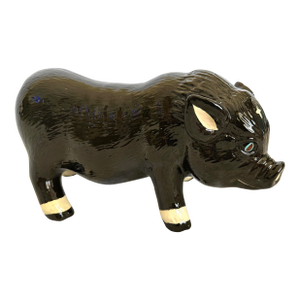 Vintage Sittre Prod. Inc Black Ceramic Pig Figure