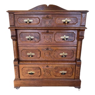 19th-Century Eastlake Solid Walnut Dresser With Original Finish and Hardware For Sale