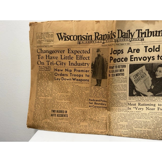 Vintage 1945 Wwii Newspaper Wisconsin Rapids Daily Tribune Japan Surrenders War For Sale - Image 9 of 9