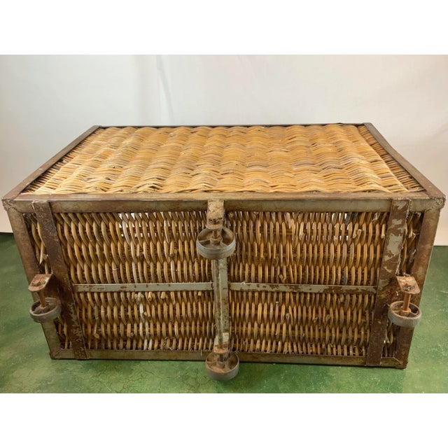 1940s French Wicker Rolling Cart For Sale - Image 12 of 13