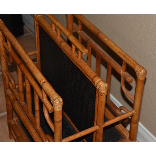 Rattan Pagoda Chinoiserie Bamboo Magazine Rack Book Stand Great City Traders For Sale - Image 9 of 12