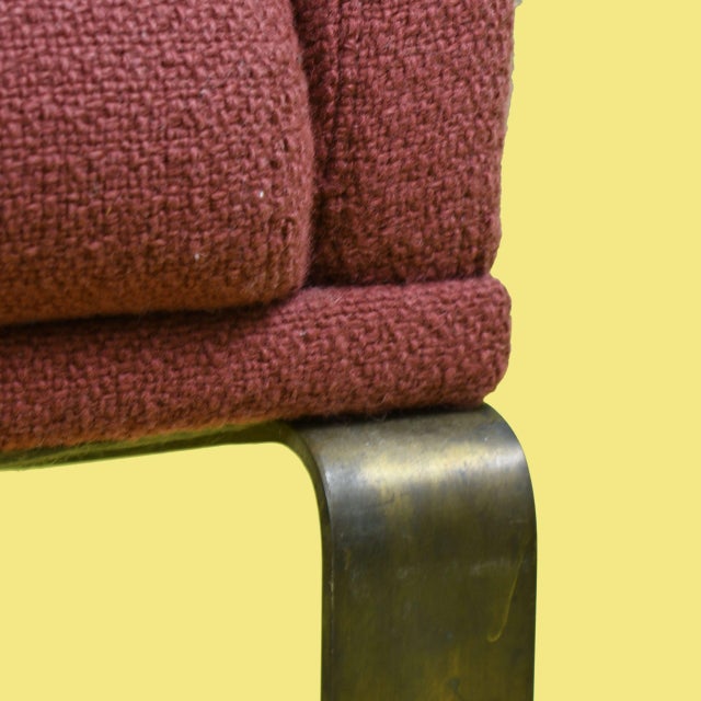 Mid-Century Modern Pair of Bronze Base Cantilever MCM Chairs in the Manner of Milo Baughman For Sale - Image 3 of 3