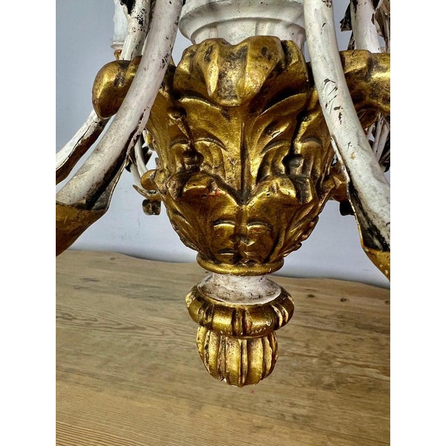 Rococo Chandelier With Gilt Putti and Hand-Painted Ir For Sale - Image 15 of 15