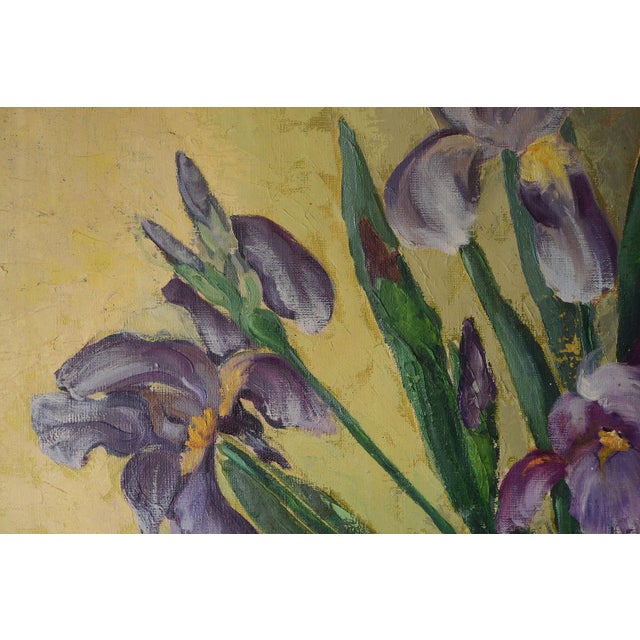1940s Gladys T Smith Still Life of Flowers and Buddha Head Oil Painting For Sale - Image 5 of 15