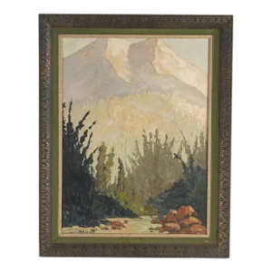 Mid Century Sierra Mountains Double Sided Landscape - (W/ Clown Verso Painting)