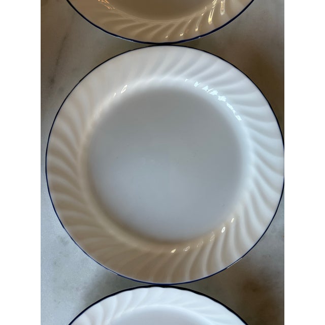 Vintage White and Blue Corelle Glass Plates - Set of 6 For Sale In Austin - Image 6 of 8