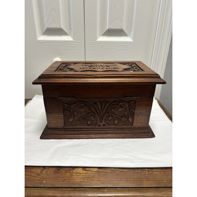Vintage English Carved Wood Humidor For Sale - Image 12 of 12