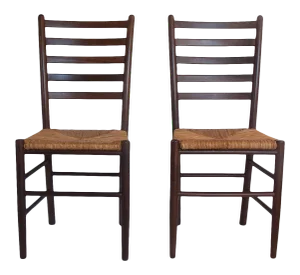 Italian Modern Rush Chairs - a Pair
