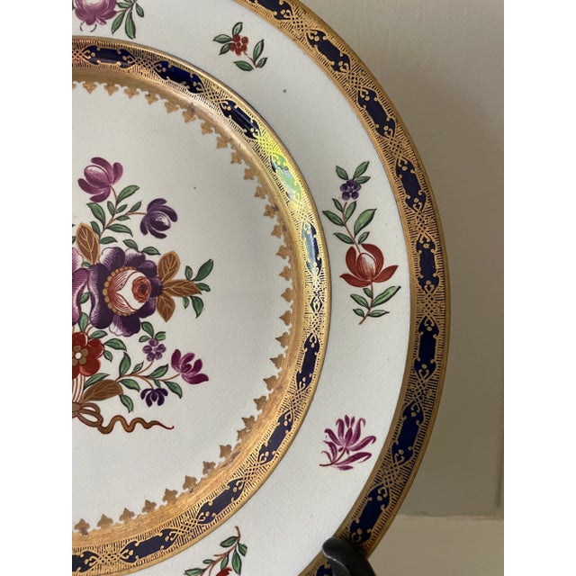 Alabaster Antique 1917 Tiffany & Co Booths Cabinet Plate in Deep Cobalt with Gilt Gold Trim For Sale - Image 8 of 10