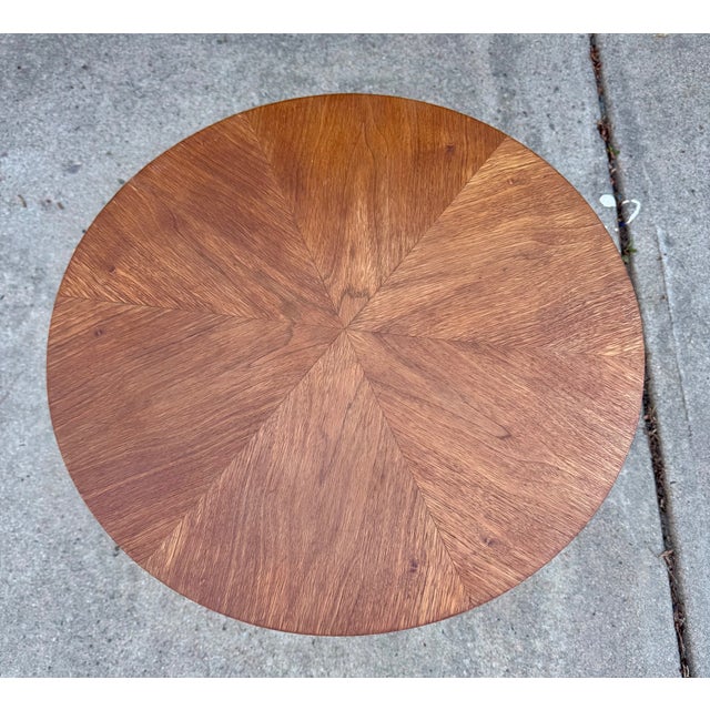 Mid-Century Modern Drexel Declaration Walnut Pedestal Side Table For Sale - Image 3 of 5