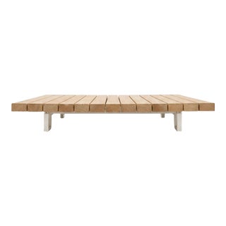 Paola Lenti Sunset Modern Low Wood Slat Coffee Table For Sale