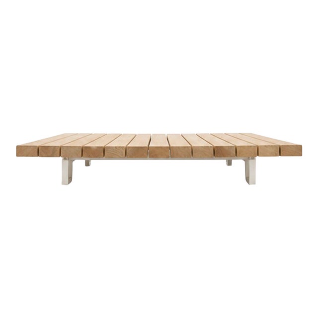Paola Lenti Sunset Modern Low Wood Slat Coffee Table For Sale