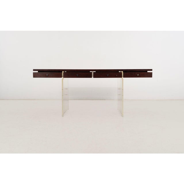 Poul Nørreklit Rosewood and Lucite Executive Desk for Sigurd Hansen, Denmark, 1960s For Sale - Image 4 of 18
