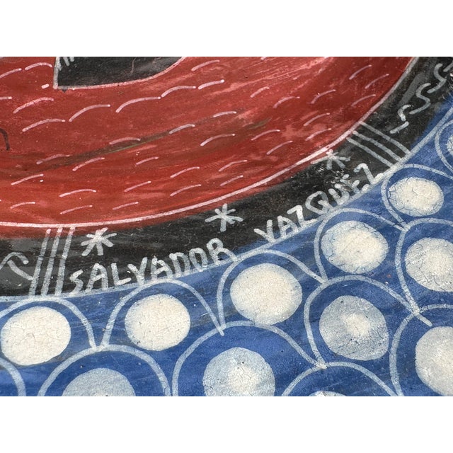 Ceramic Hand-Painted Ceramic Art Wall Plates from Salvador Vazquez Carmona, Mexico, 1970s, Set of 2 For Sale - Image 7 of 13