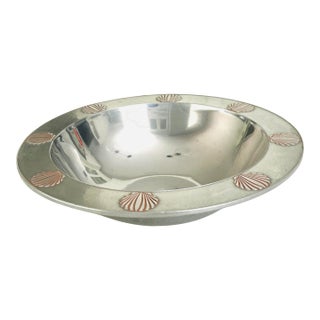 Vintage Wilton Armetale Scallop Seashell Serving Bowl Platter – Pewter Finish Coastal Seafood Serveware For Sale