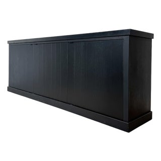 Black Wooden Sideboard with Panel Doors For Sale